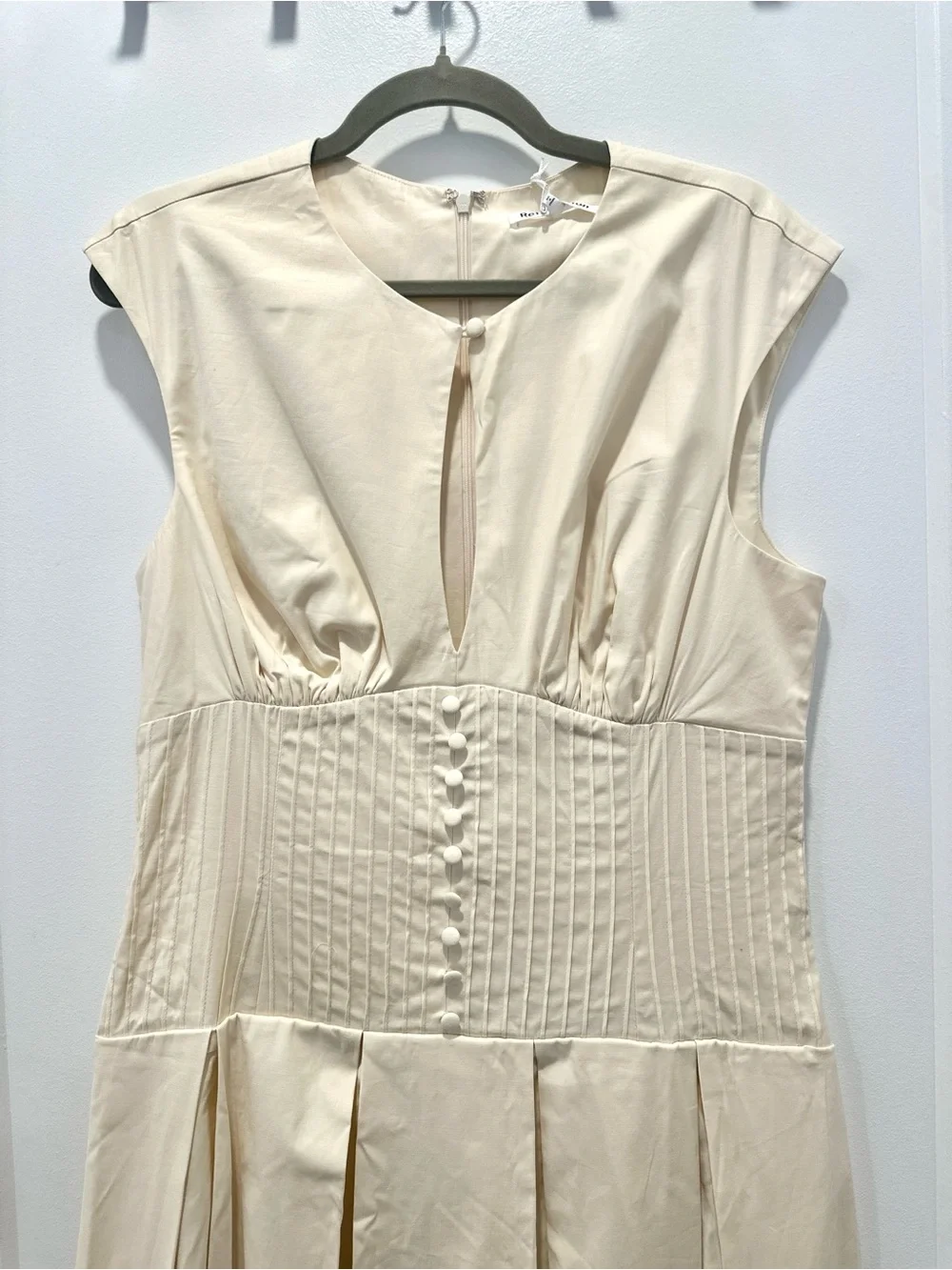 NWT Reformation Renaie Midi Dress Cream Size 10 Cotton Sleeveless Summer Organic - Picture 5 of 10